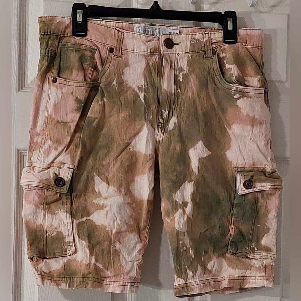 JEANSTATION DENIM Tie Dye Cargo Shorts